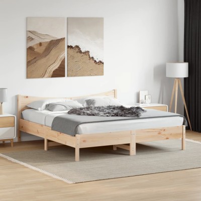 Estructura de cama sin colchón madera maciza de pino 200x200 cm