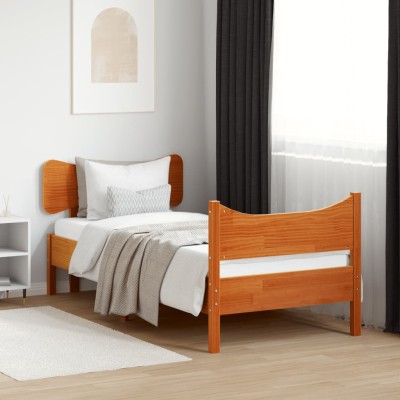Estructura de cama sin colchón madera maciza marrón 75x190 cm