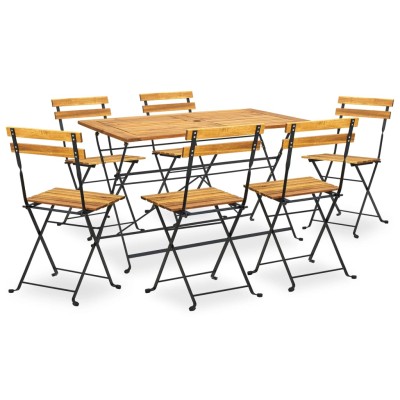 Comedor de jardín plegable 7 piezas de madera maciza de acacia