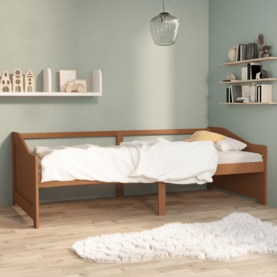 Sofá cama de 3 plazas sin colchón marrón miel 90x200 cm