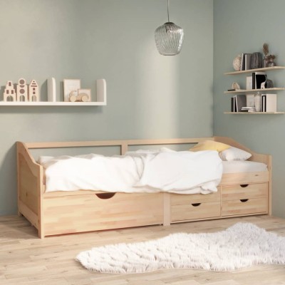 Sofá cama de 3 plazas sin colchón madera maciza pino 90x200 cm