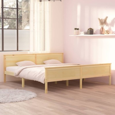 Estructura de cama sin colchón madera maciza de pino 200x200 cm