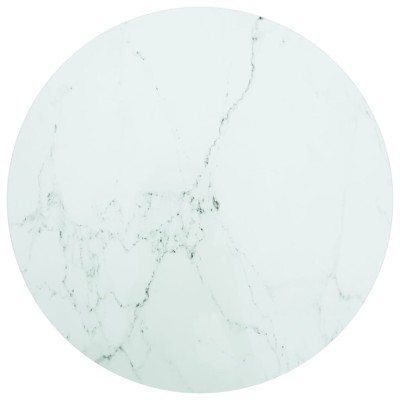 Tablero de mesa diseño mármol vidrio templado blanco Ø60x0,8 cm