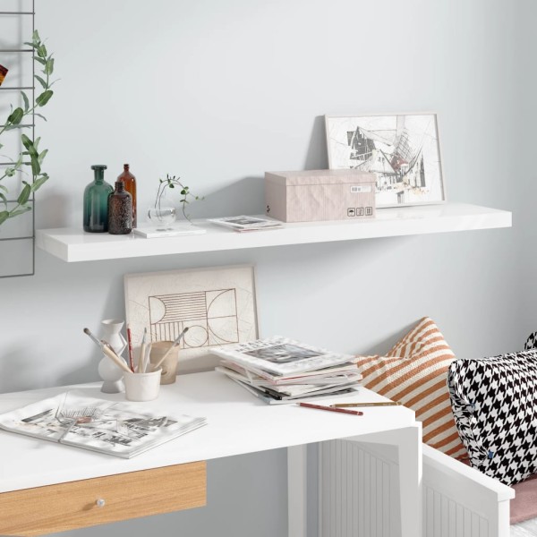Estante flotante de pared blanco brillante MDF 120x23,5x3,8 cm