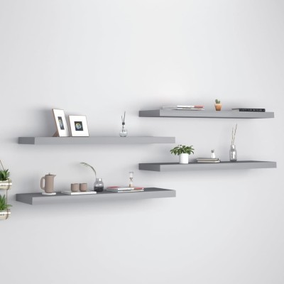Estantes flotantes de pared 4 uds MDF gris 90x23,5x3,8 cm