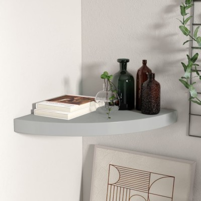 323922   Floating Corner Shelf Grey 35x35x3,8 cm MDF