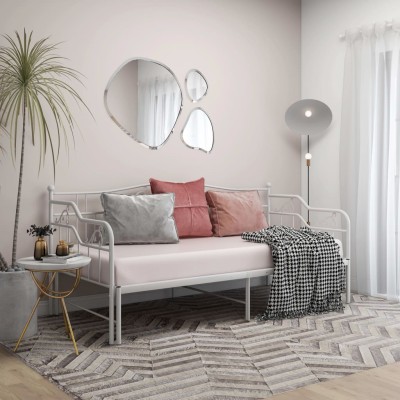 Sofá cama extraíble sin colchón metal blanco 90x200cm