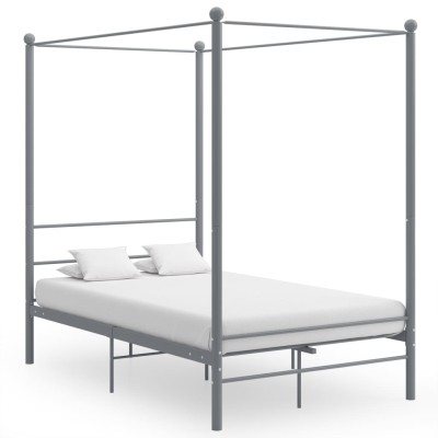 Estructura de cama con dosel sin colchón metal gris 120x200 cm