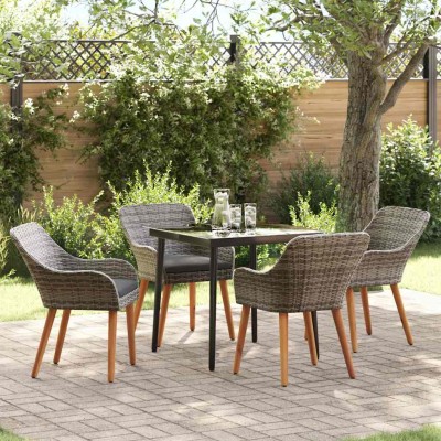 Conjunto de Comedor de Jardín 5 pcs Gris ratán sintético