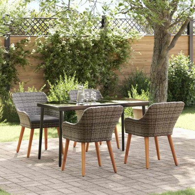 Conjunto de Comedor de Jardín 5 pcs Gris ratán sintético