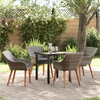 Conjunto de Comedor de Jardín 5 pcs Gris ratán sintético