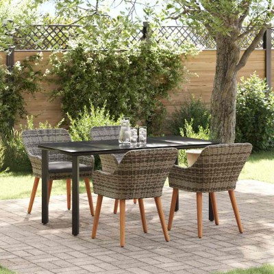 Conjunto de Comedor de Jardín 5 pcs Gris ratán sintético