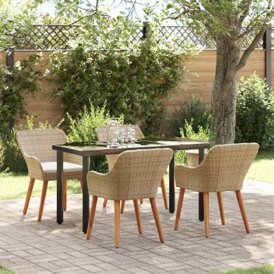 Conjunto de Comedor de Jardín 5 pcs Beige ratán sintético