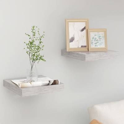 Estante flotante pared 2 uds MDF gris hormigón 23x23,5x3,8 cm