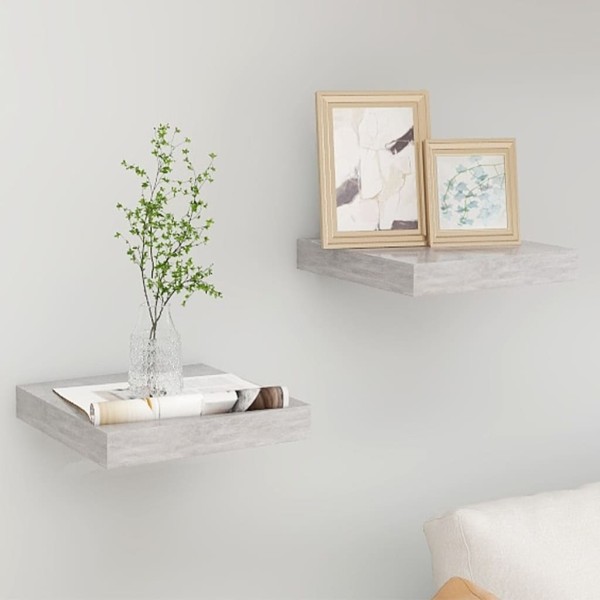 Estante flotante pared 2 uds MDF gris hormigón 23x23,5x3,8 cm