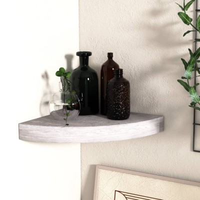 Estante de esquina de pared MDF gris hormigón 25x25x3,8 cm