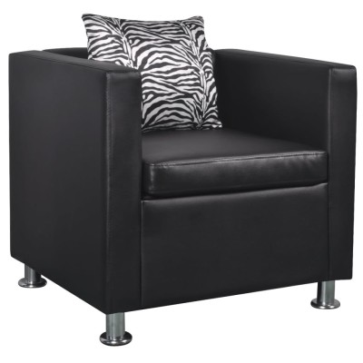 Sillón de cuero sintético negro