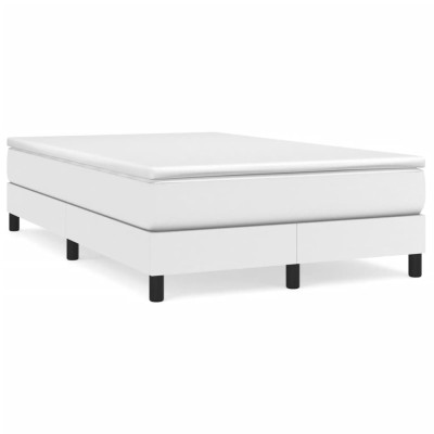 Cama box spring con colchón cuero sintético blanco 120x190 cm