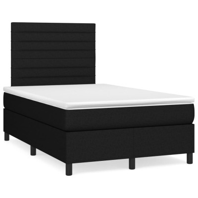 Cama box spring con colchón tela negro 120x190 cm