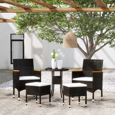 Juego de muebles de jardín 5 piezas ratán sintético negro