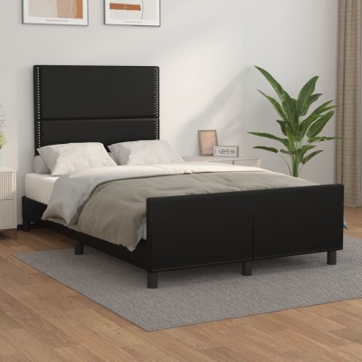 Estructura de cama sin colchón cuero sintético negro 120x190 cm
