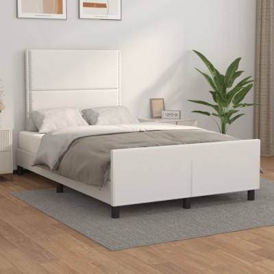 Estructura de cama sin colchón cuero sintético blanco 120x190cm