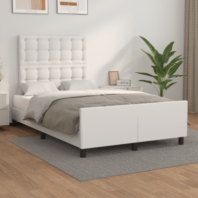 Estructura de cama sin colchón cuero sintético blanco 120x190cm
