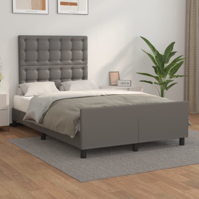 Estructura de cama sin colchón cuero sintético gris 120x190 cm