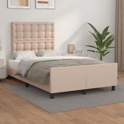 Estructura cama sin colchón cuero sintético capuchino 120x190cm