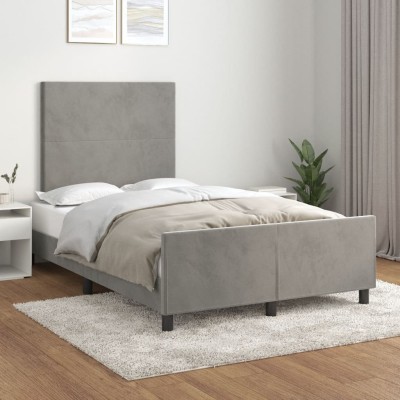 Estructura de cama sin colchón terciopelo gris claro 120x190 cm