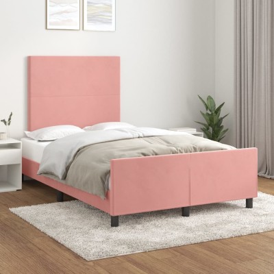 Estructura de cama sin colchón terciopelo rosa 120x190 cm