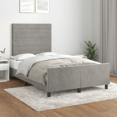 Estructura de cama sin colchón terciopelo gris claro 120x190 cm