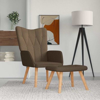 Sillón de relax con reposapiés tela marrón