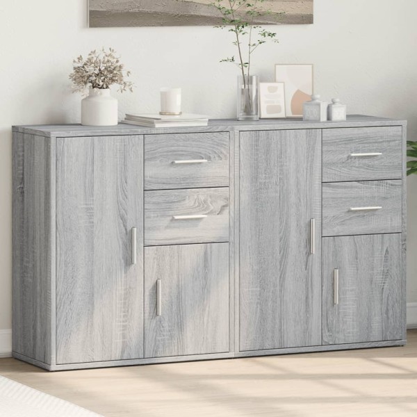 Aparador de madera de ingeniería 2 uds gris Sonoma 60x31x70 cm
