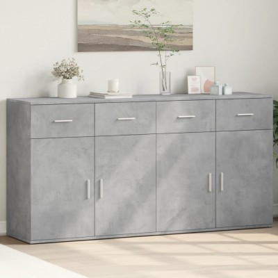 Aparadores 2 uds madera de ingeniería gris hormigón 79x38x80 cm