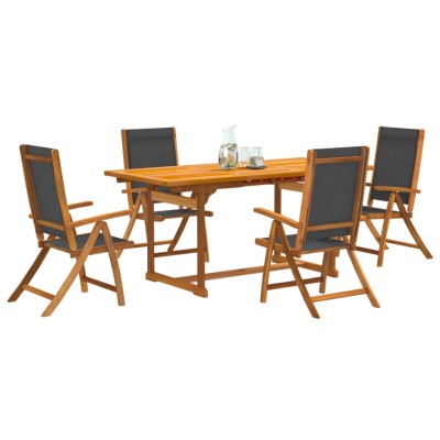 Juego comedor de jardín 5 pzas madera maciza acacia y textileno