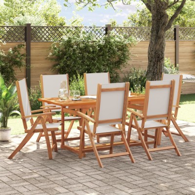 Juego comedor de jardín 7 pzas madera maciza acacia y textileno