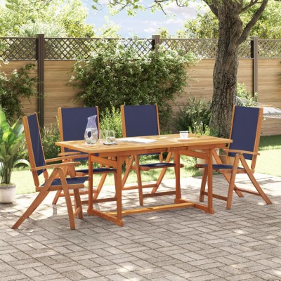 Juego comedor de jardín 5 pzas madera maciza acacia y textileno