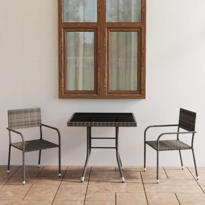 Set comedor jardín 3 pzas ratán sintético gris antracita y gris