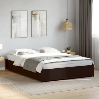 Estructura de cama madera de ingeniería y metal negro 140x200cm