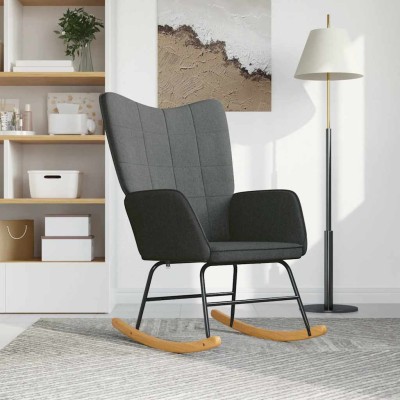 Silla mecedora de tela gris oscura
