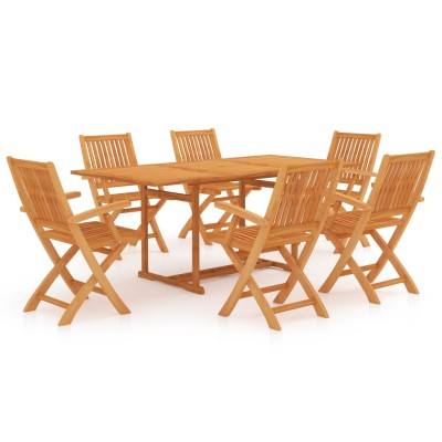 Conjunto de comedor de jardín 7 piezas madera maciza de teca