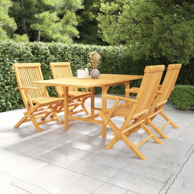 Juego de comedor para jardín 5 piezas madera maciza teca