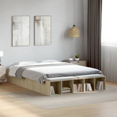 Estructura de cama madera de ingeniería roble Sonoma 120x190 cm