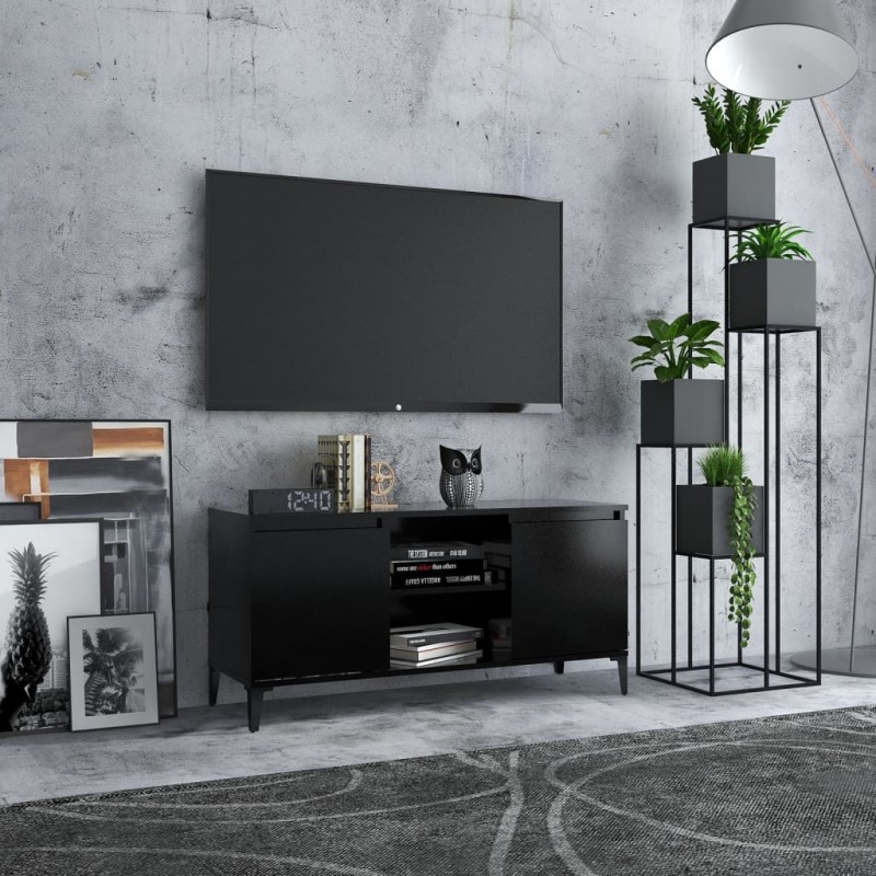 Mueble de TV con patas de metal negro 103,5x35x50 cm