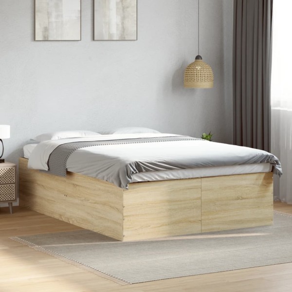 Estructura de cama madera de ingeniería roble Sonoma 140x200 cm