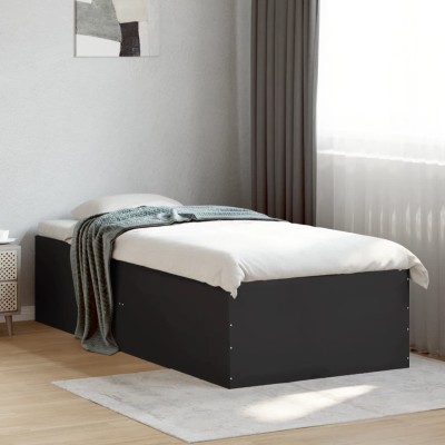 Estructura de cama madera de ingeniería negra 75x190 cm