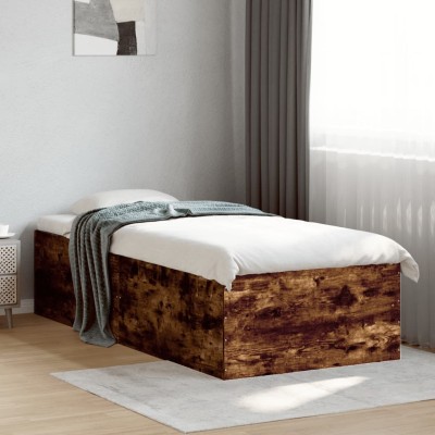 Estructura de cama madera de ingeniería roble humo 75x190 cm