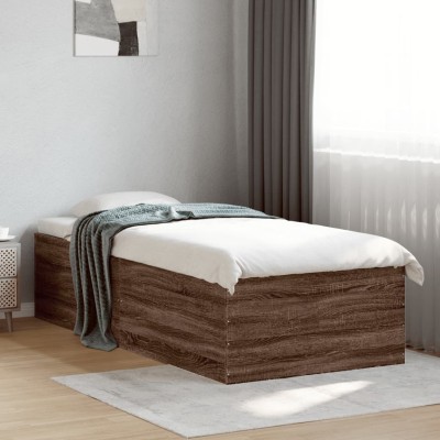 Estructura de cama madera de ingeniería roble marrón 75x190 cm