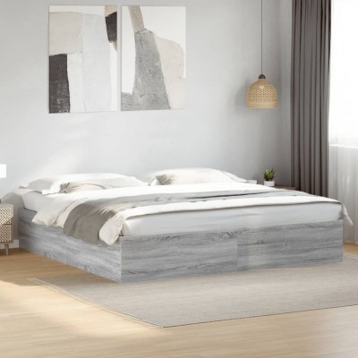 Estructura de cama madera de ingeniería gris Sonoma 200x200 cm